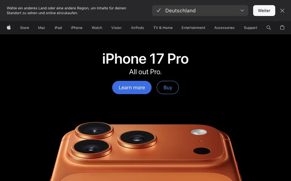 Apple website preview