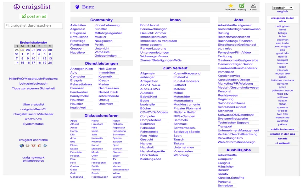 Craigslist website preview