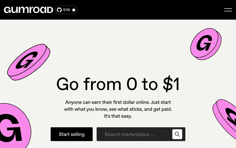 Gumroad website preview