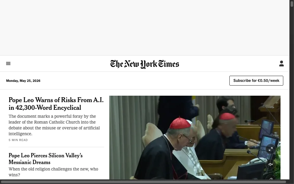 The New York Times website preview