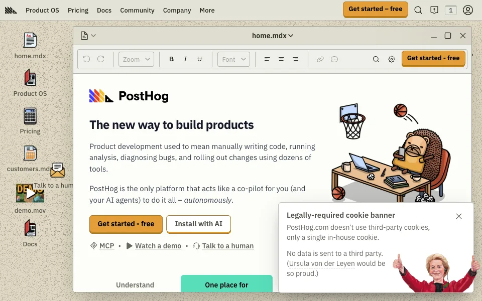 PostHog website preview
